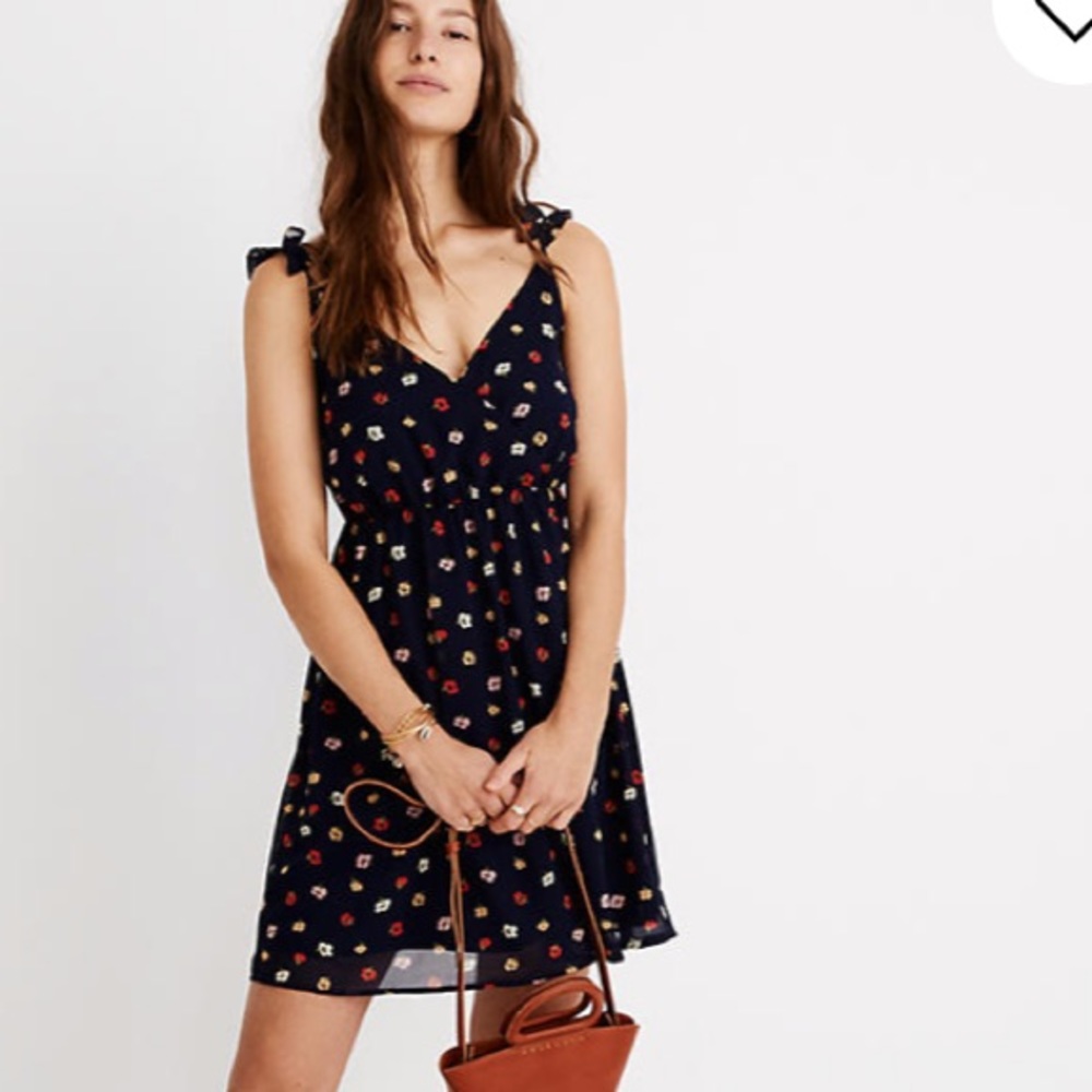 Ruffle strap wrap dress confetti floral